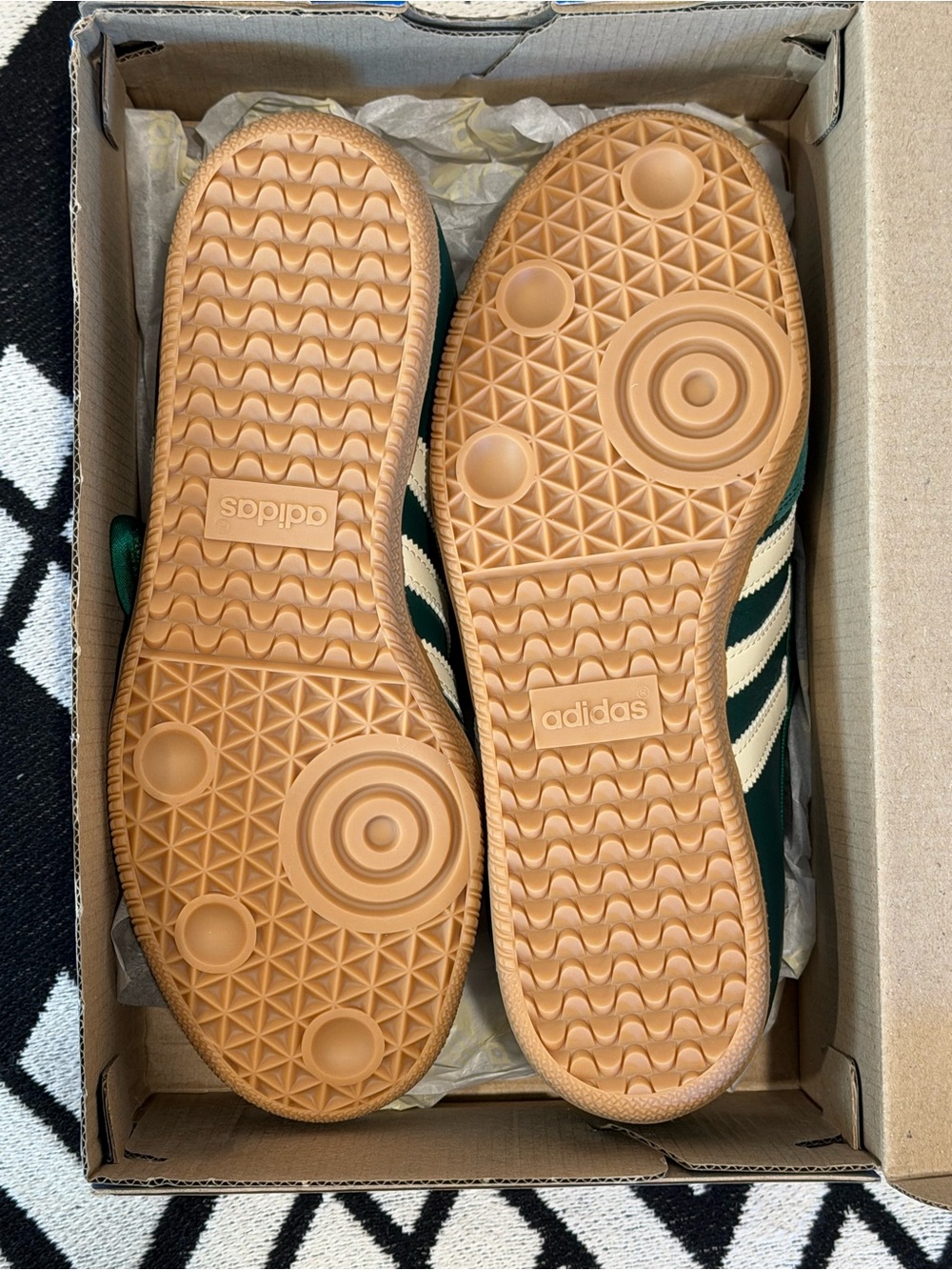 adidas Green Samba Janes with White Stripes and Gum Sole - Picture 4 of 7